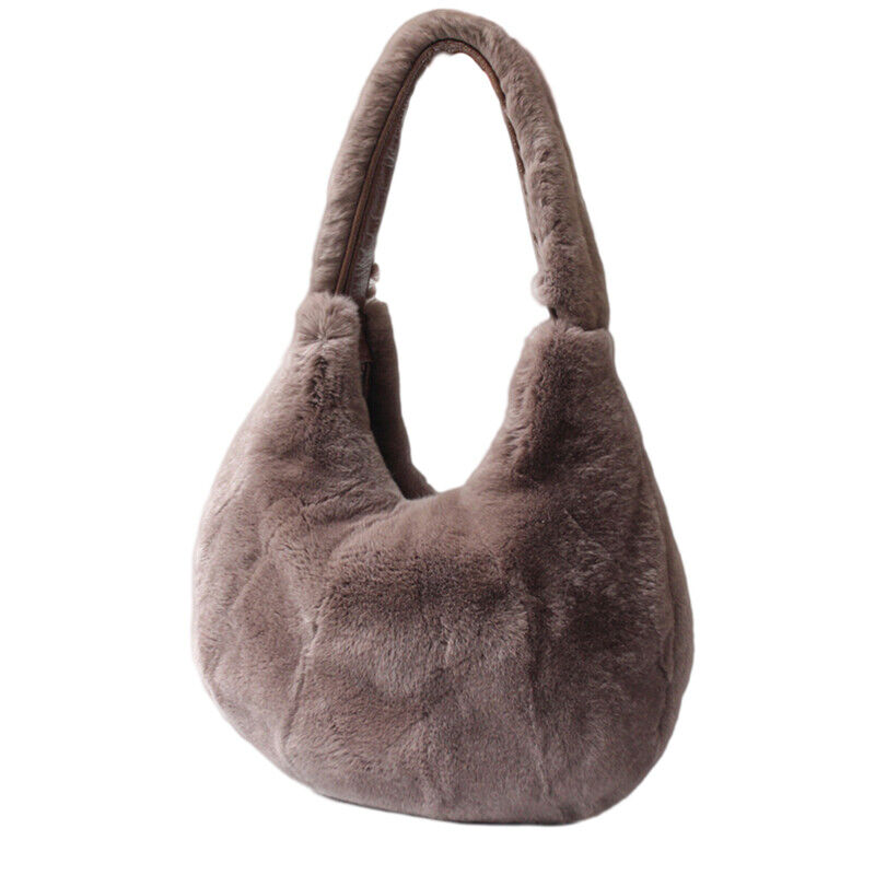 Fashion Womens Hobo Bags Full-pelt Rex Rabbit Fur Tote Bags Casual Shoulder Bags