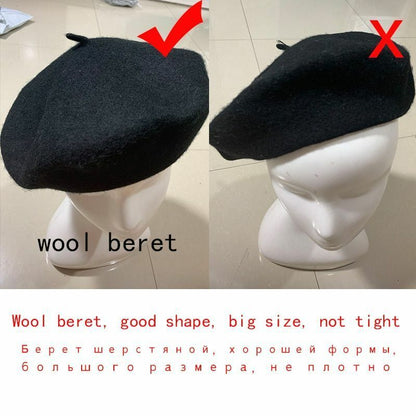 Berets Hat 100% Pure Wool French Artist Women Painter Vintage Warm Walking Cap