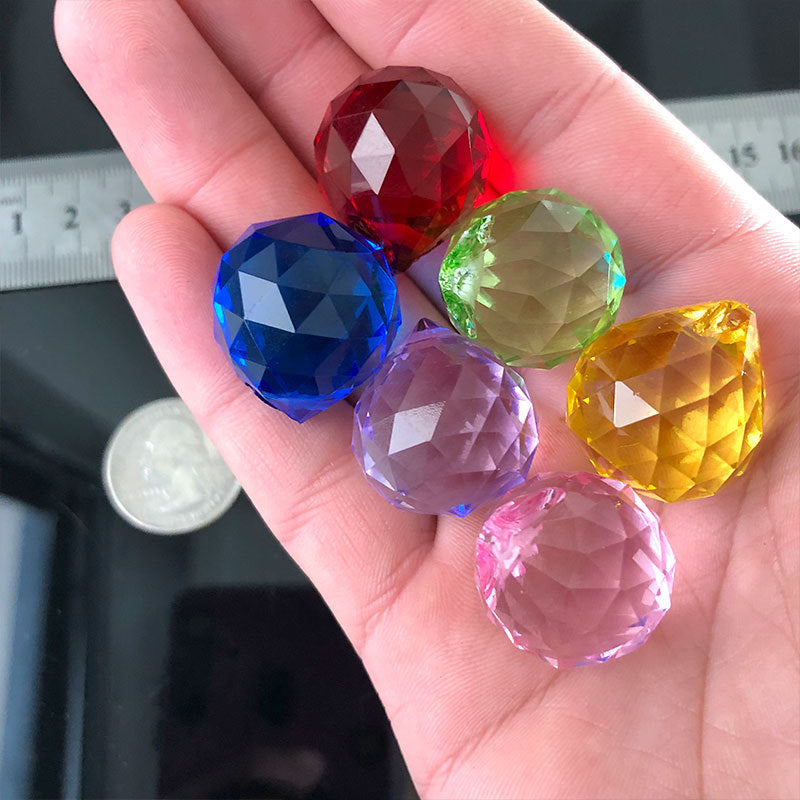 6Pc Rainbow CRYSTAL Ball Chandelier Parts Prism Crystal Window Decor SUNCATCHER