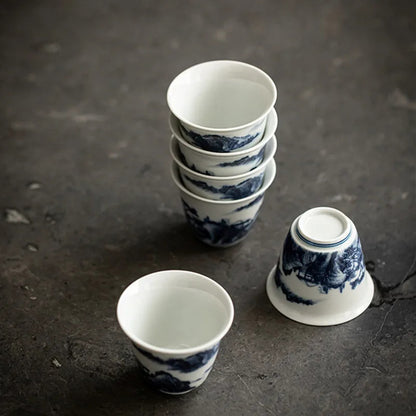 45ml Chinese Ceramic Tea Cup Handmade Landscape Porcelain Bowl Teaware Tea Set