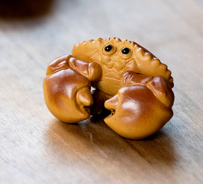 2.7" Chinese Yixing Zisha Pottery Tea Pet Crab Incense Burner Home Decoration