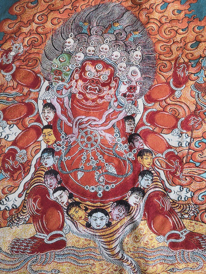 36" Tibet Tibetan Cloth Silk Horsr-deity Vajra Hayagriva Tangka Thangka Mural