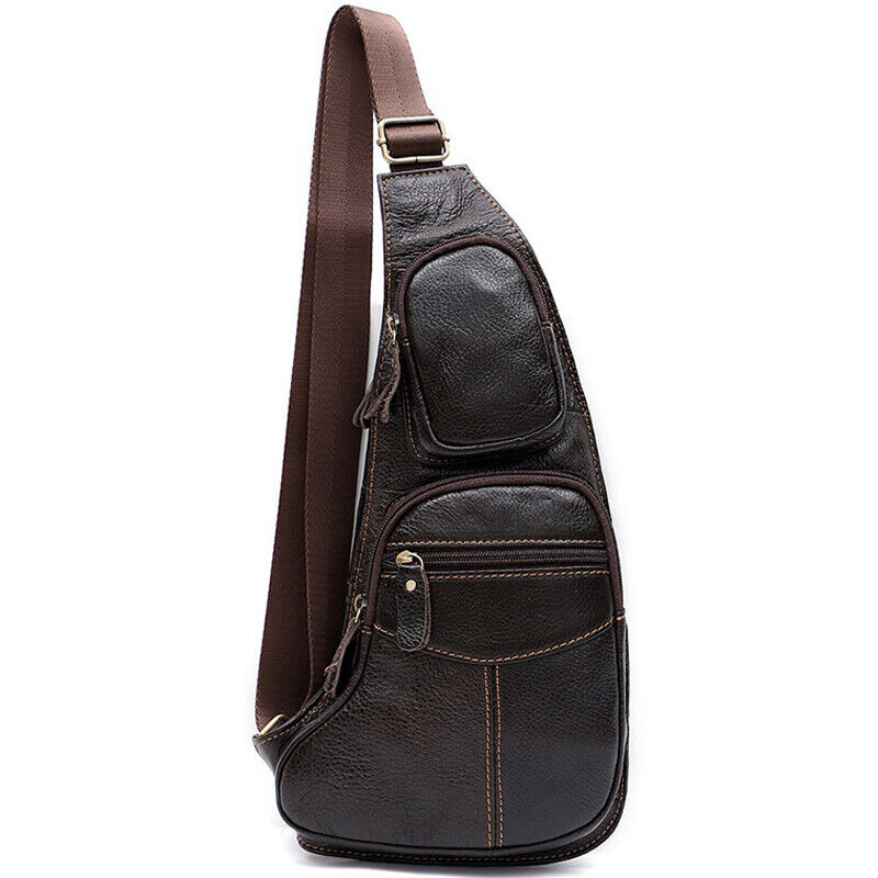 100% Genuine Leather Men's Crossbody Bag Shoulder Bags Sling Backpack for Hiking
