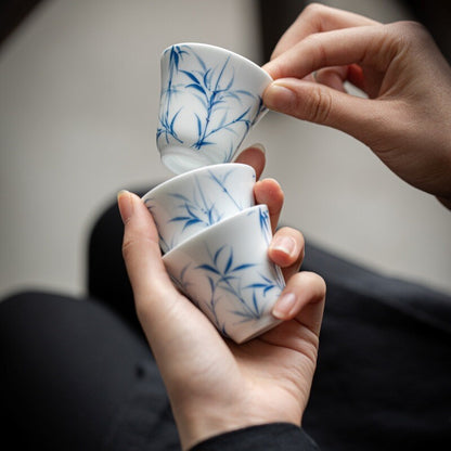 1pc Hand-Painted Bamboo Tea Cup Home Kung Fu Tea Ceramic Master Cup