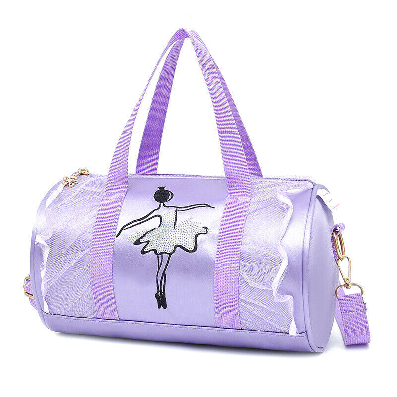 Girls Latin Ballet Dance Bags Ruffle Pink Barrels Shoulder Bag Handbag Potable