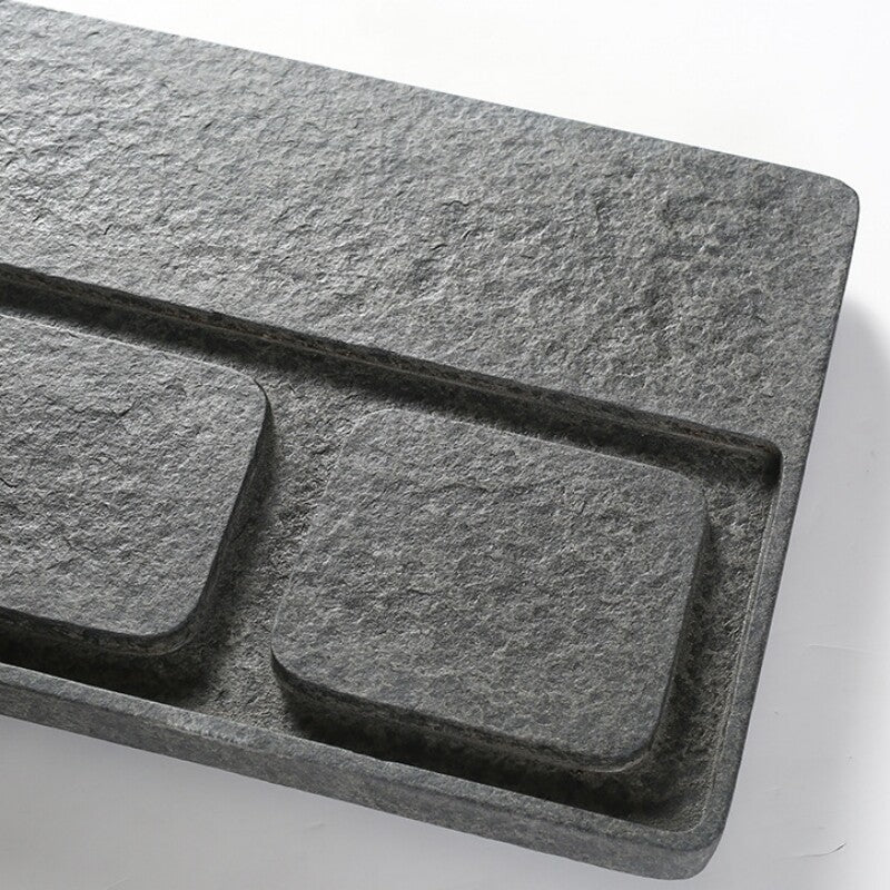 Multi Size Black Stone Tea Tray Simple Pattern Water Draining Tea Boat On Sales