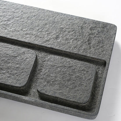 Multi Size Black Stone Tea Tray Simple Pattern Water Draining Tea Boat On Sales