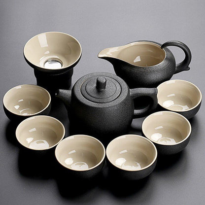 Solid Drinkware Ceramic Teapots Traditional Japanese Style Black Crockery Teacup