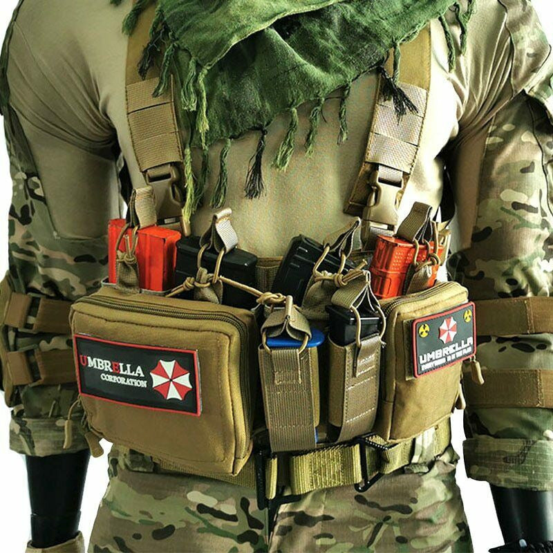 Chest Rig Bag Radio Harness Front Pouch Holster Military Vest Rig Bag Adjustable