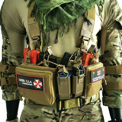 Chest Rig Bag Radio Harness Front Pouch Holster Military Vest Rig Bag Adjustable