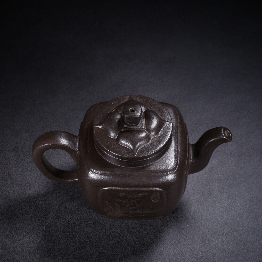 Chinese Yixing Zisha Clay Handmade Exquisite Teapot （四方凌花 底款：王南林）