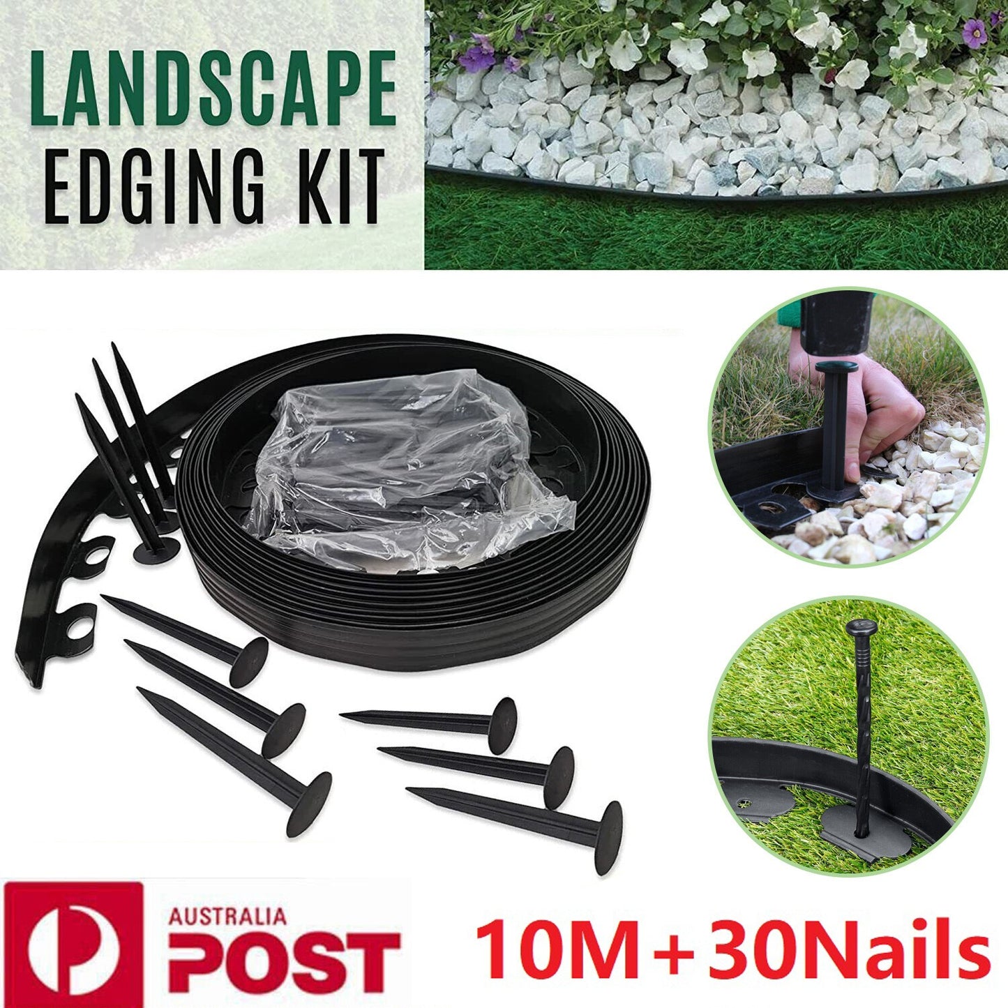 10M Garden Lawn Edging Border - Flexible Fence Plant Grass Barrier for Landscape