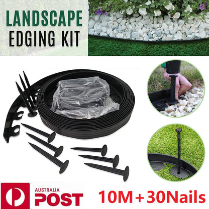 10M Garden Lawn Edging Border - Flexible Fence Plant Grass Barrier for Landscape