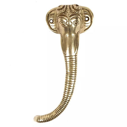 Set of 2 Antique Look Golden Brass Elephant Face Door Handles