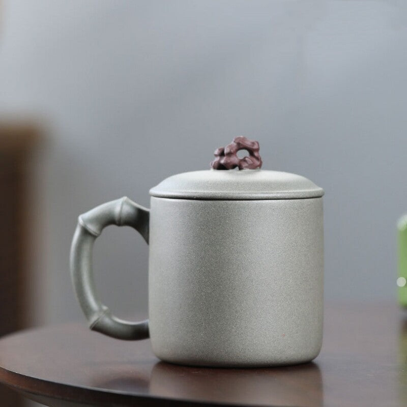 Original Ore Real Yixing Zisha Qingduan Clay Tea Cup With Handle Lid Handmade