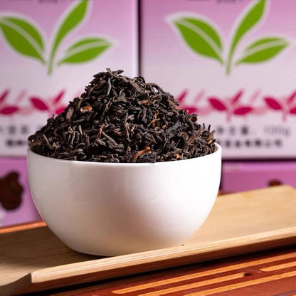 CHINATEA Brand Lao Ba Zhong Purple Box Liu Pao Hei Cha Dark Tea Loose Leaf 100g