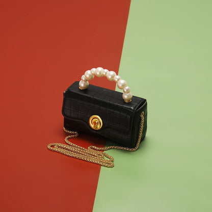 One Shoulder Handbag Crossbody Pearl Bead Handle Bags Elegant Small 17*10*7*4 CM