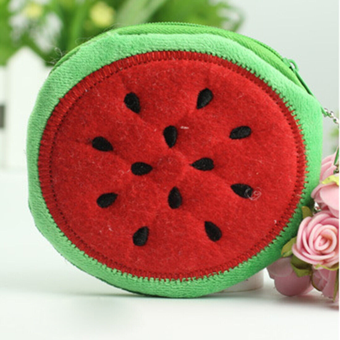 Women Soft Plush Fruit Coin Wallet Phone Bag Wallet Purse Zipper Handbag