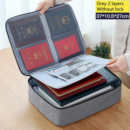 Storage Bag Large Capacity Multi-Layer Document Tickets Certificate File Storage