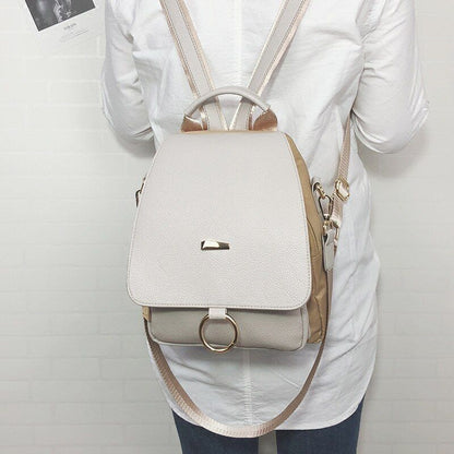 Backpack Shoulder Bag Synthetic Leather Nylon Backpacks Travel Bag Vintage Black