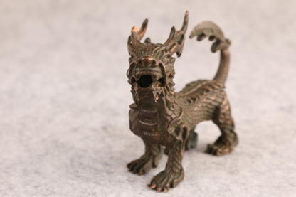 Chinese Collection Handmade cast kirin figure Statue table decoration tea pet