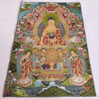 36" Tibet Tibetan Cloth Silk Buddhism Sakyamuni Buddha Tangka Thangka Mural 003