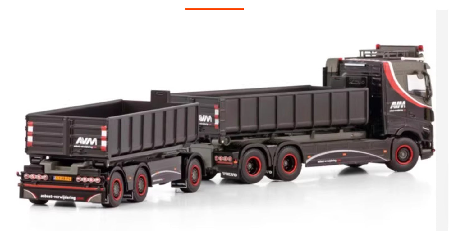 1:50 WSI AVM VOLVO FH5 6X2 Arm-hook Trailer Truck Vehicle Machine Diecast Model