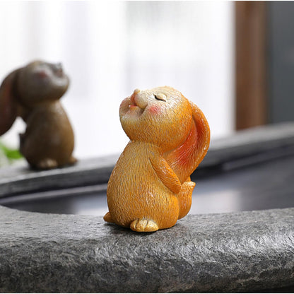 Color Changing Rabbit Resin Tea Pet Tea Set Decor 6.7cm Tea Playing Tea Ceremony