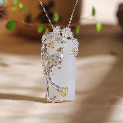 Alloy & Jade "Joy on Plum" Pendant Necklace for Women