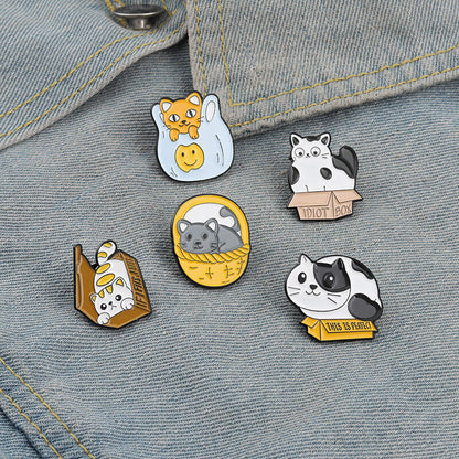 Pin Brooches Backpack Badges Meow Cat Hard enamel lapel Hat Gift Bag Goth Jeans