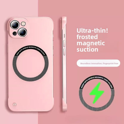 Suitable for Apple 17/16/15 matte borderless magnetic phone case ultra-thin PC