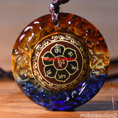 New Colorful Glazed Thangka Amulet Hand-painted Buddha Pendant Necklace