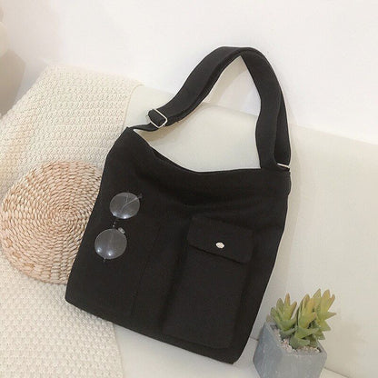 Bag Canvas Simple Soft Fashion Messenger Crossbody Shoulder Bags 39*34*7cm White