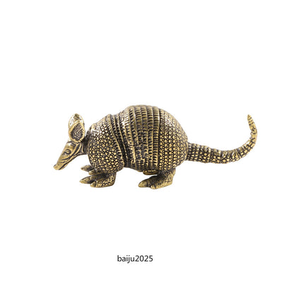 Lovely armadillo brass statue ornament collect animal figurine tea pet decor toy
