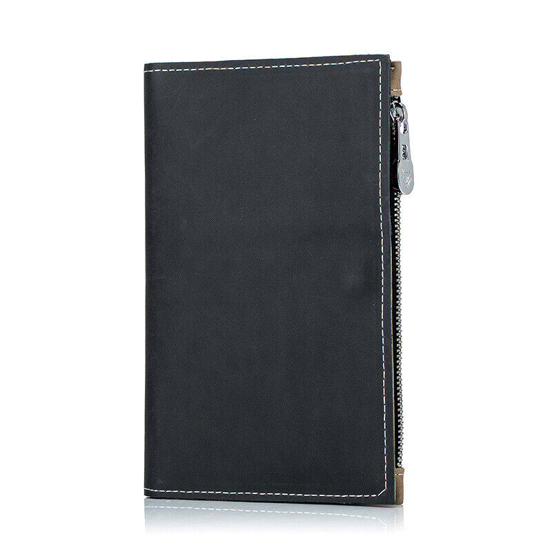 Genuine Leather Passport Bag Unisex Travel Wallet Zipper Ticket Clip And ID Bag