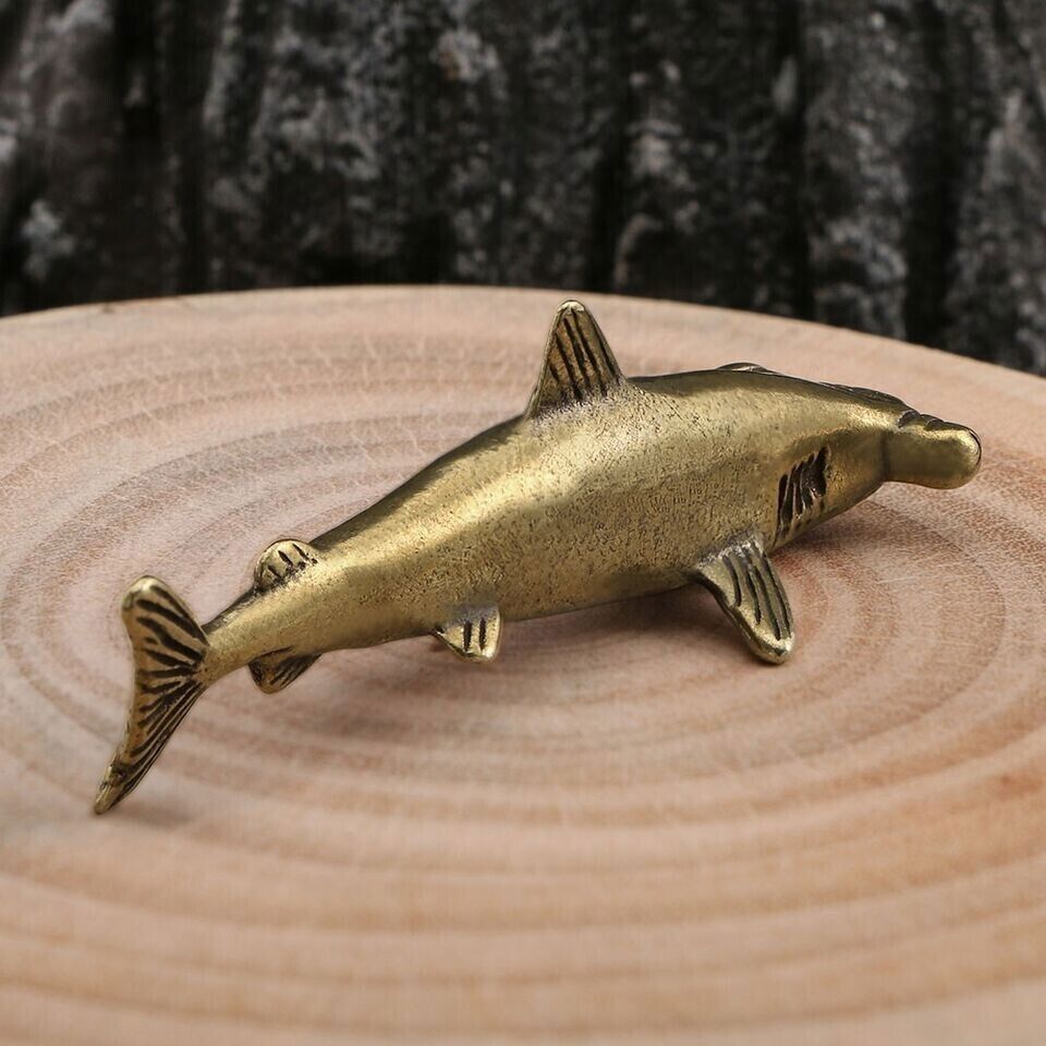 Brass Decoration Hammerhead Shark Figurine Statue Animal Figurines Toys Table