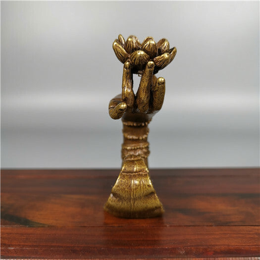 China Bronze Copper Lotus Buddha Hand Incense