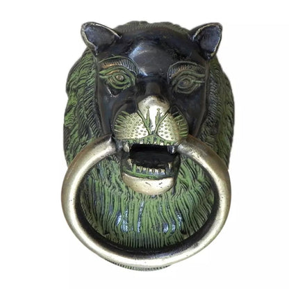 Antique Look Brass Lion Head Door Knocker Ring With Patina Door Bell Home Decor