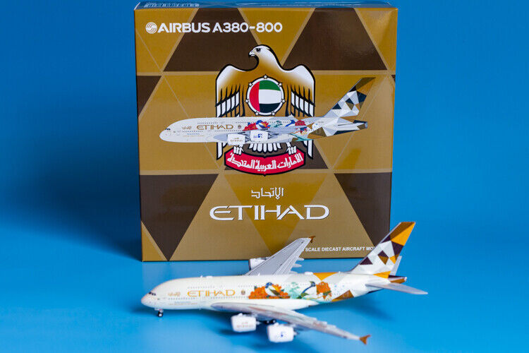 1:400 JC Wings ETIHAD AIRWAYS AIRBUS A380 Passenger Airplane Diecast Plane Model