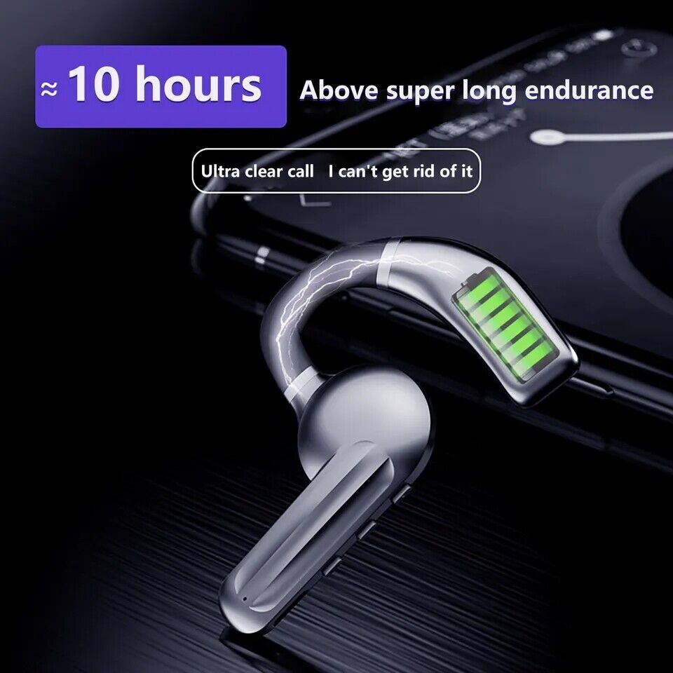 Ear Clip Wireless Bluetooth 5.0 Earpiece Noise Cancelling Headset Dual Mic 1/2Pc