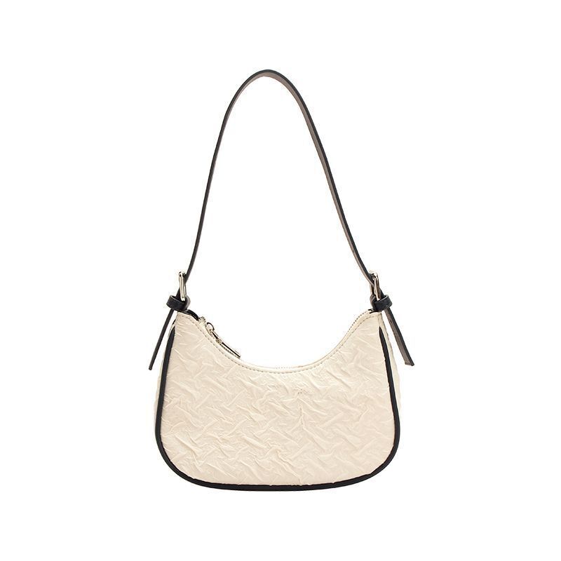 Synthetic Leather Handbags Zipper Small Shoulder Bag Casual fold Tote Half-Moon