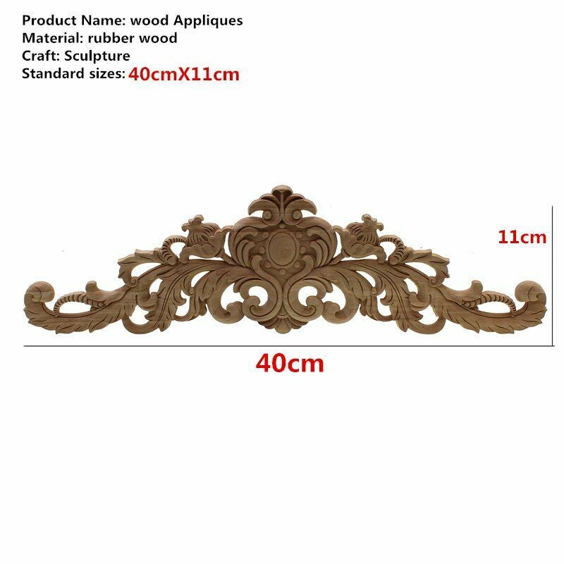 Natural Wood Appliques Furniture Cabinet Unpainted Wooden Carving Moulding Decal