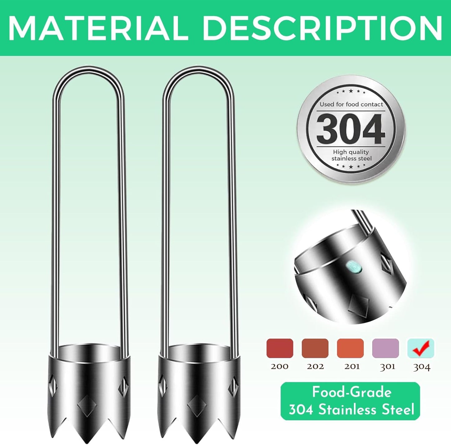 5PCS Stainless Steel Core Remover Pear & Apple Corer Vegetable Seed Extractor