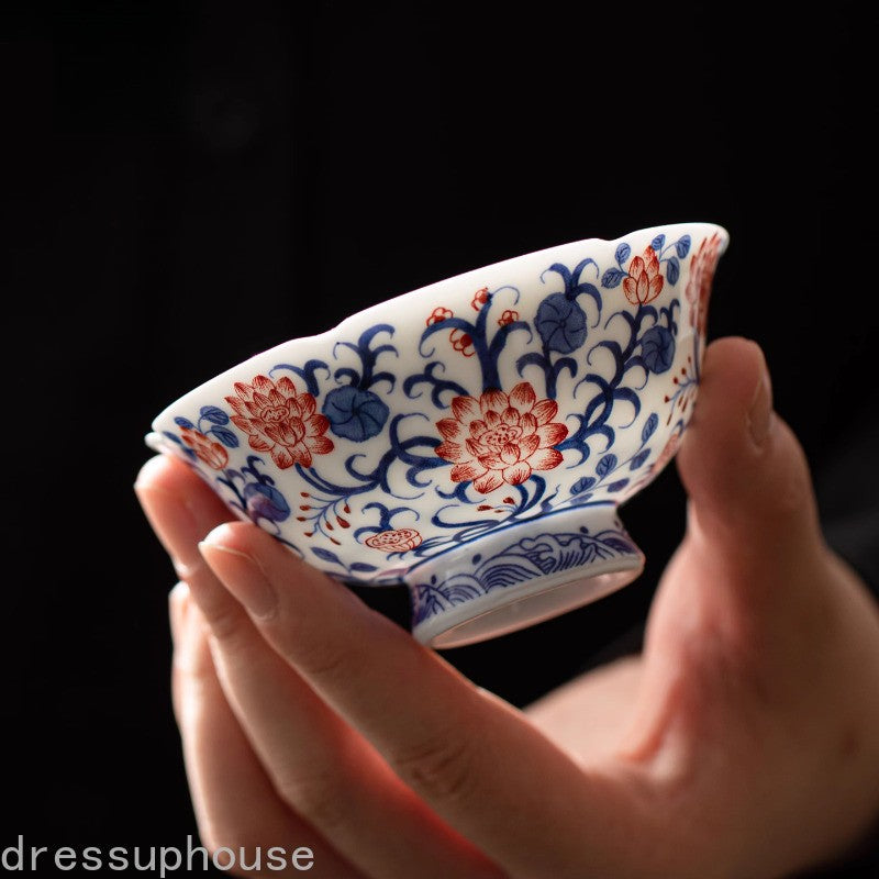 90ml Blue White Porcelain Teacup Ceramics Tea Tasting Cup Master's Cup Tea Cup