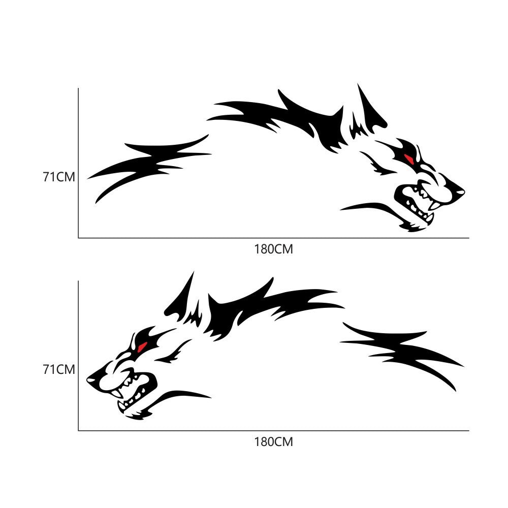 2Pcs Running Wolf Vinyl Graphics Decal Stickers For Car Side Body Rear Wheels