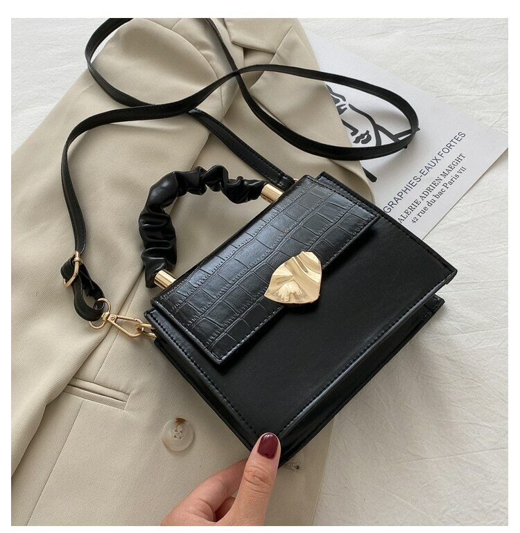 Solid Flap PU Leather Shoulder Bags Stone Pattern Crossbody Bags Female Fashion