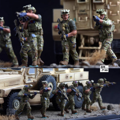 1/72 British SAS Special Air Service 6pcs Soldier Special Operations Team Model