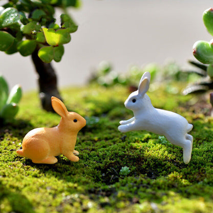 Mini 3pcs Rabbits Miniatures Fairy Garden Ornament Decoration DIY Dollhouse Lawn