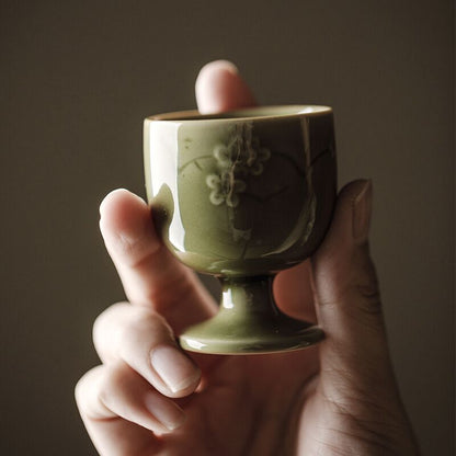 6CM Chinese Ceramic Master Cup Embossed Tea Cup Single Cup Tea Set Decoration