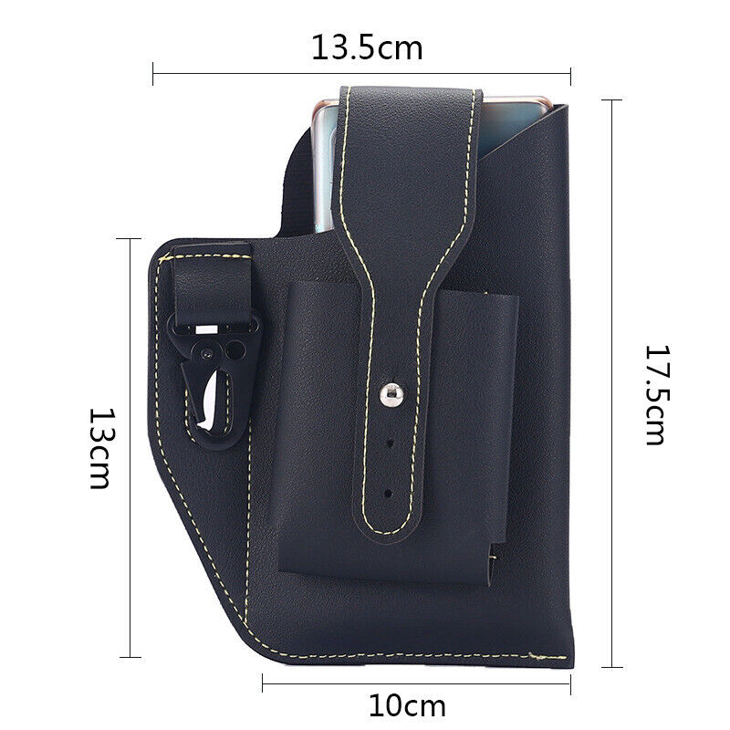 Men's Retro PU Leather Waist Bag Outdoor Belt Hanging Mobile Phone Key Bag Case